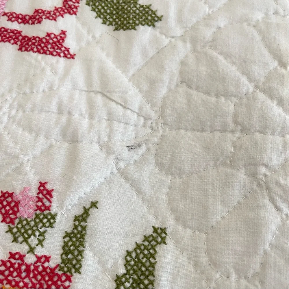 Handmade Vintage Paragon Baltimore’s Bride 01167 Cross Stitch Sampler Quilt